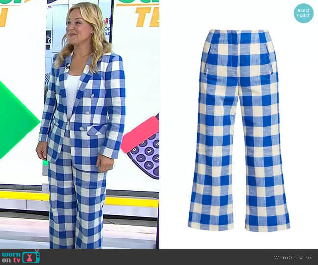 Veronica Beard Dova Checked Cropped Pants worn by Jennifer Jolly on Today
