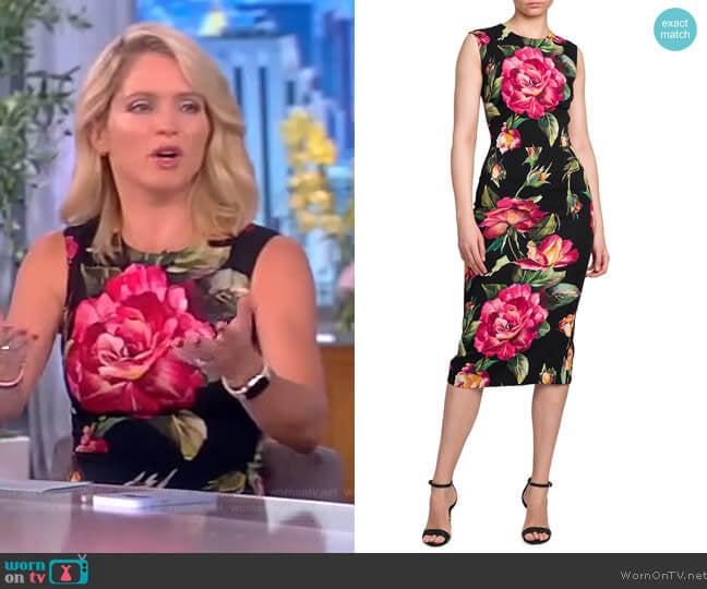 Dolce & Gabbana Floral-Print Silk Charmeuse Midi Dress worn by Sara Haines on The View