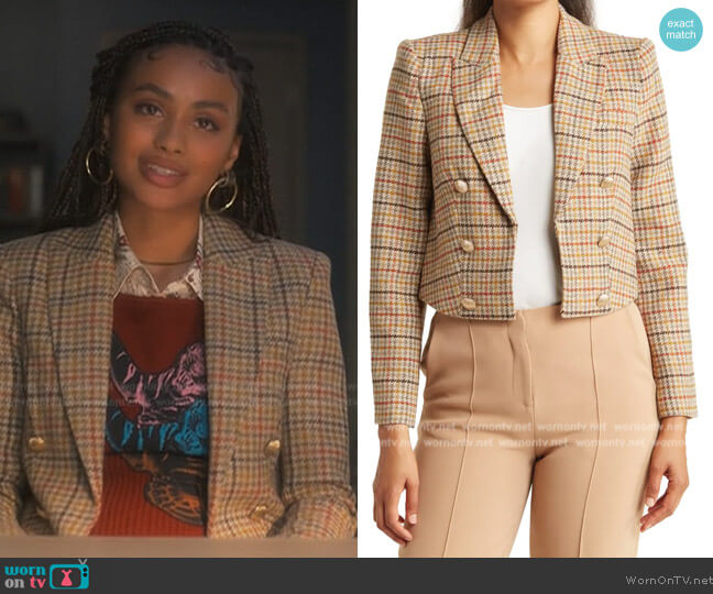 Elie Elie Tahari Peak Collar Lined Jacket worn by Kiela (Daniella Perkins) on Grown-ish