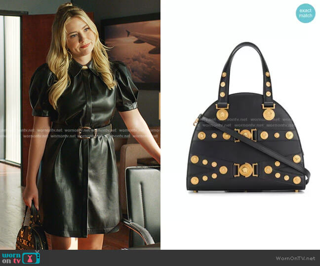 Versace Embellished Medusa Tote worn by Amanda Carrington (Eliza Bennett) on Dynasty