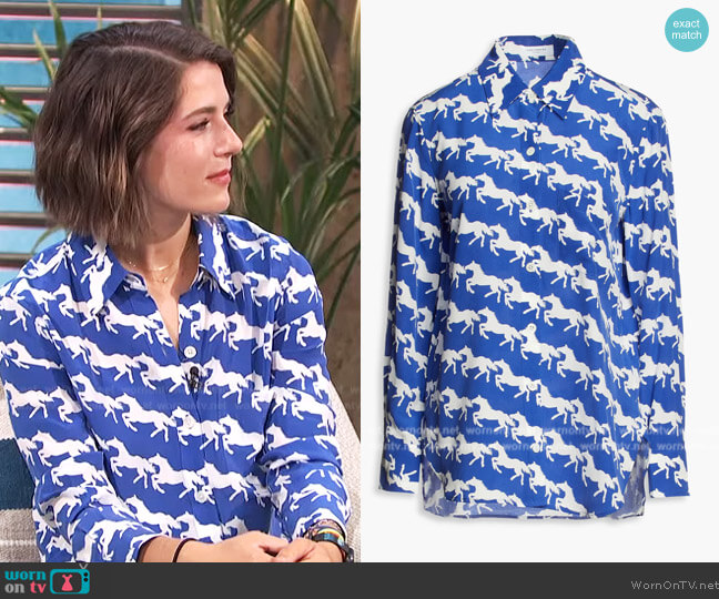 Equipment Bradner Silk Shirt worn by Daryn Carp on E! News