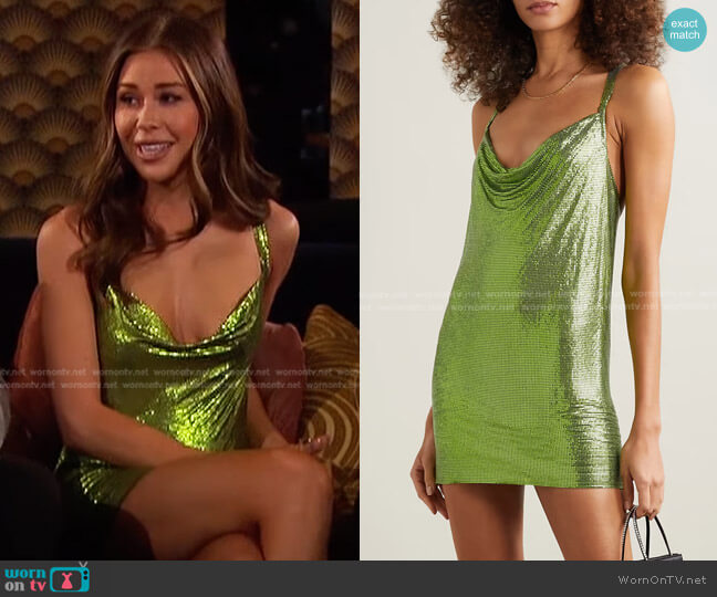Fannie Schiavoni Hailey Chainmail Mini Dress worn by Gabriela Windey on The Bachelorette