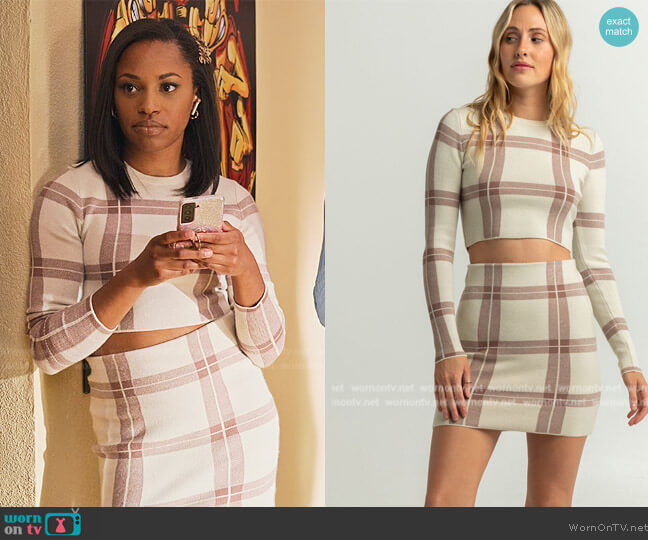 Full Tilt Wide Plaid Crop Top worn by (Adriyah Marie Young) on Never Have I Ever