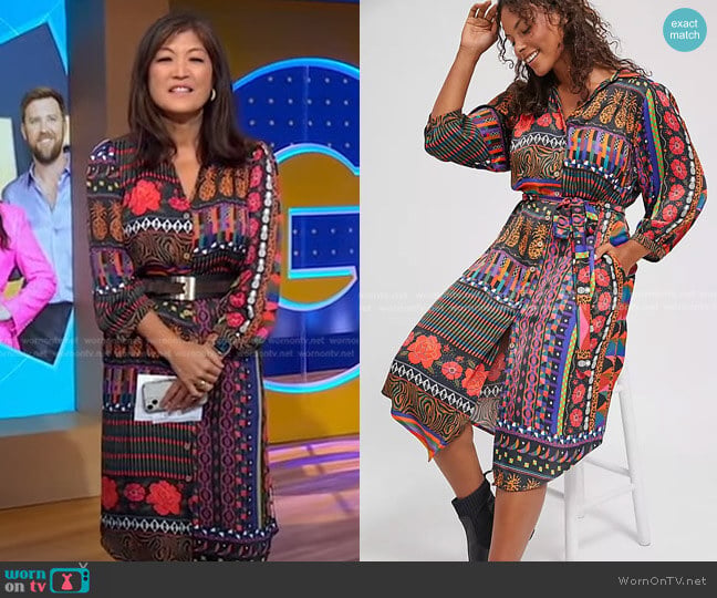 Farm Rio Ciela Midi Shirtdress worn by Juju Chang on Good Morning America