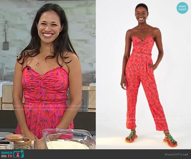 Farm Rio Red Pepper Jumpsuit worn by Yasmin Fahr on Today