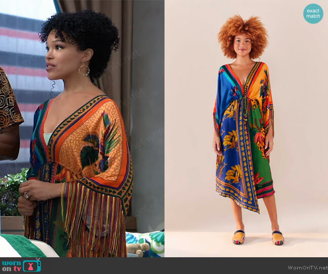 FarmRio Mixed Scarves Kaftan worn by Portia Robinson (Brook Kerr) on General Hospital