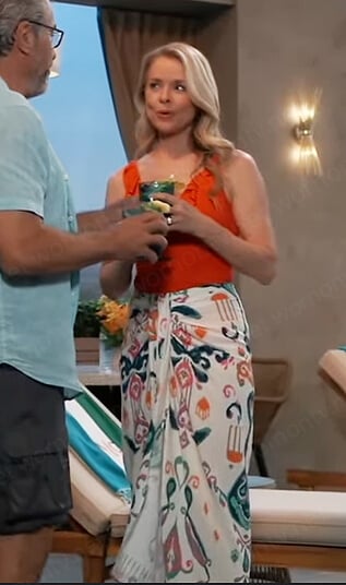 Felicia’s red ruffle swimsuit on General Hospital