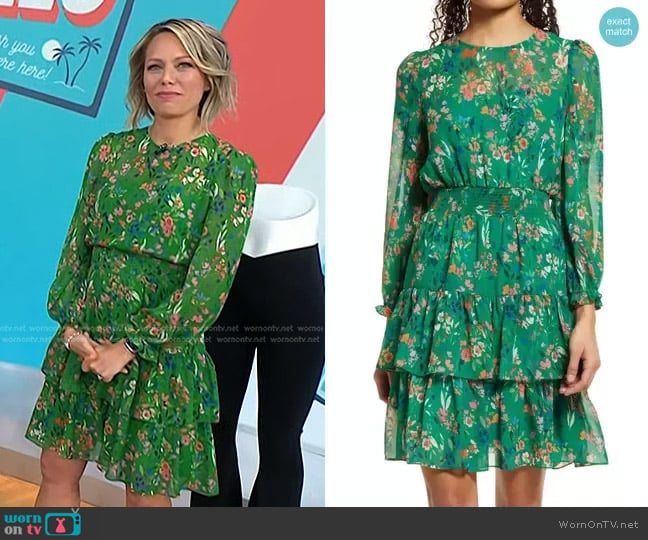 Eliza J Floral Ruffle Balloon Long Sleeve Dress worn by Dylan Dreyer on Today