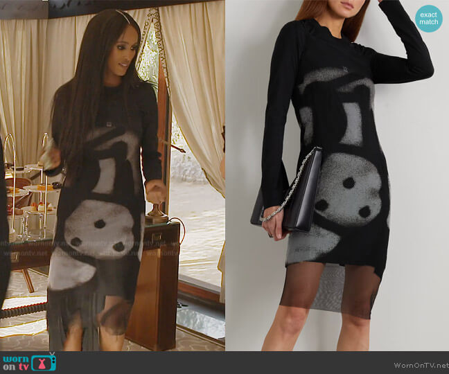 Givenchy Layered printed tulle and cotton-jersey midi dress worn by Chanel Ayan (Chanel Ayan) on The Real Housewives of Dubai