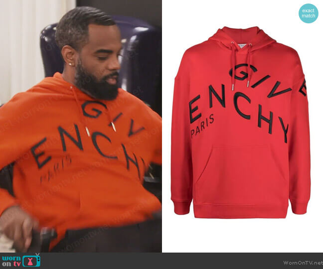 Givenchy Refracted Embroidered Logo Hoodie worn by Todd Tucker on The Real Housewives of Atlanta