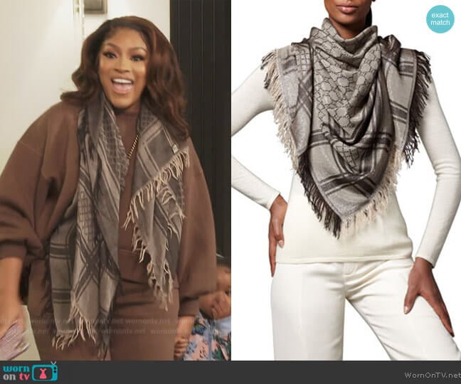 Gucci Cavendish Shawl worn by Drew Sidora on The Real Housewives of Atlanta