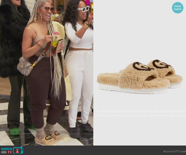 Gucci Slide sandal with Interlocking G worn by Drew Sidora on The Real Housewives of Atlanta