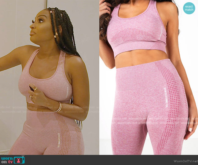 Gym Clothing Co Bloom Sports Bra in Bubblegum Pink worn by Lesa Milan (Lesa Milan) on The Real Housewives of Dubai