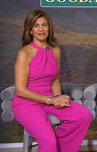 Hoda’s pink halter neck jumpsuit on Today