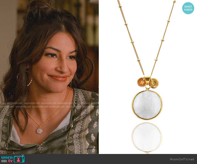 Hyperbole Accessories June Moonstone Necklace worn by Kamala (Richa Moorjani) on Never Have I Ever