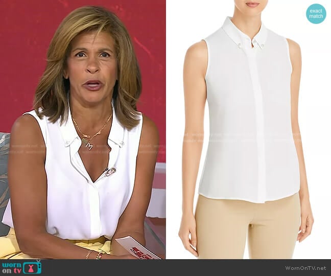 Karl Lagerfeld Imitation Pearl Button Sleeveless Top worn by Hoda Kotb on Today