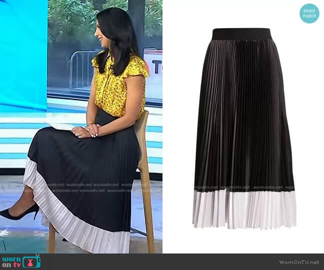 Alice + Olivia Katz Sunburst Pleat Midi Skirt worn by Dr. Natalie Azar on Today