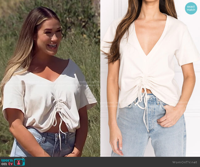 LaMarque Enya Ruched T-Shirt in Bone worn by Rachel Recchia on The Bachelorette