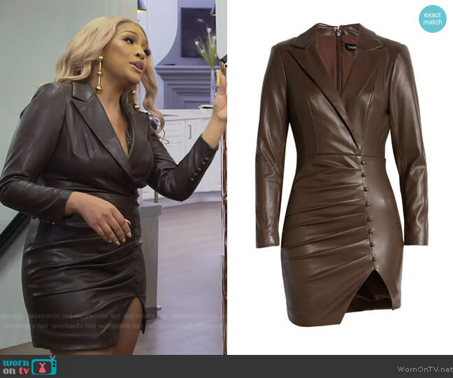 Lavish Alice Vegan Leather Blazer Mini Dress worn by Drew Sidora on The Real Housewives of Atlanta