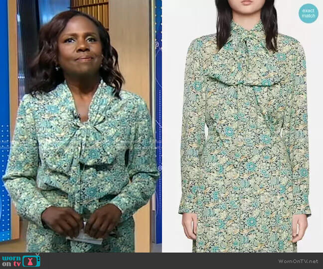 Gucci x Liberty London Floral Print Blouse worn by Deborah Roberts on Good Morning America