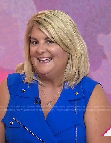 Liz Norwood Eveland’s blue zip front sleeveless dress on Today