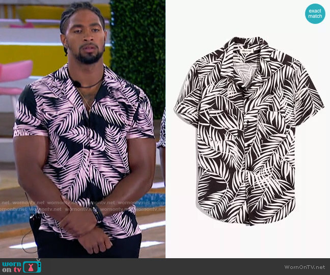 Madewell Easy Camp Shirt in Fern Fronds worn by Jesse Bray on Love Island USA