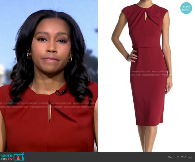 Maggy London wist Neck Midi Dress worn by Rachel Scott on Good Morning America