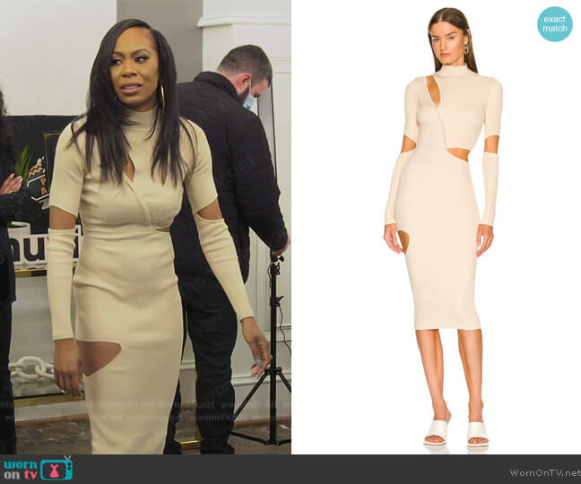 Michael Costello x REVOLVE Mel Cut Out Midi Dress worn by Sanya Richards-Ross on The Real Housewives of Atlanta