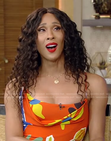Michaela Jaé’s orange floral dress on Live with Kelly and Ryan