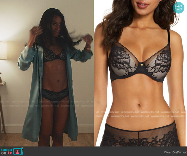 Natori Floral Contour Underwire Bra worn by Jessie (Nneka Okafor) on Everythings Trash