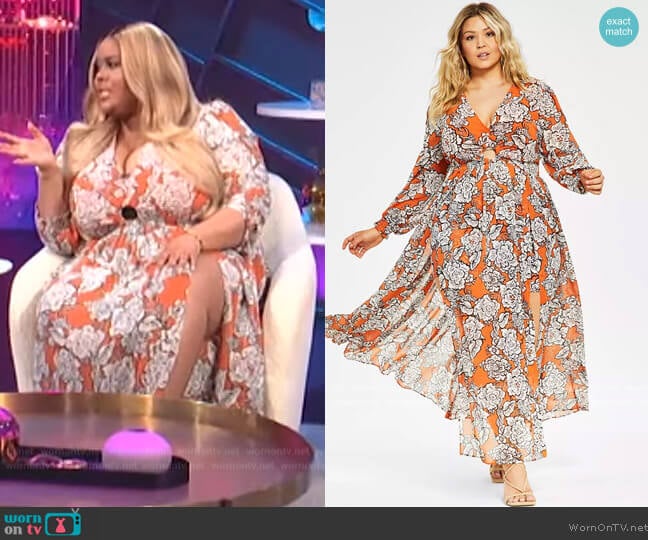 Nina Parker Trendy Plus Size 2-Pc Dress and Shorts Set worn by Nina Parker on E! News