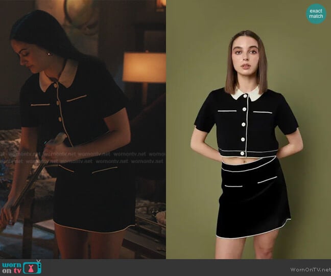 Oak + Fort Cropped Knit Blouse worn by Veronica Lodge (Camila Mendes) on Riverdale