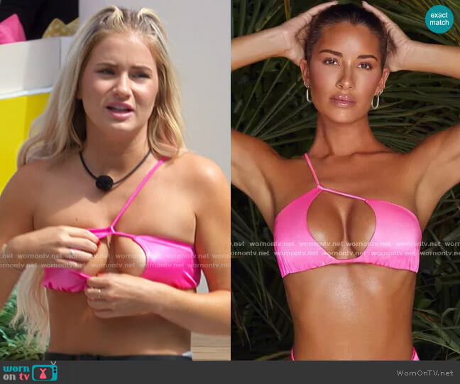 Oh Polly Kanoa Bikini Top in Pink worn by Deb Chubb on Love Island USA