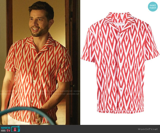 Orlebar Brown Howell Pattern-Jacquard Shirt worn by Sam Flores (Rafael de la Fuente) on Dynasty