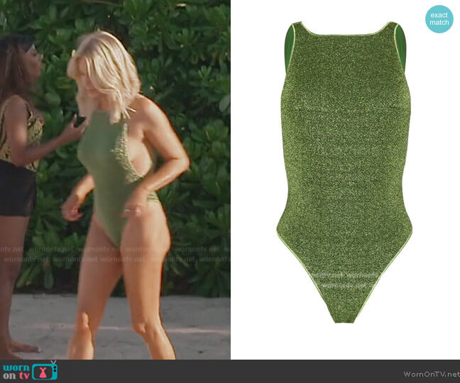 Oseree Lumiere lurex swimsuit worn by Caroline Stanbury (Caroline Stanbury) on The Real Housewives of Dubai