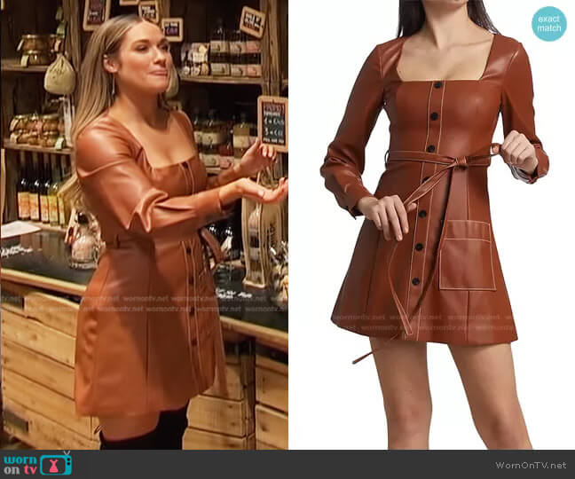Staud Oz Faux Leather Belted Dress worn by Rachel Recchia on The Bachelorette