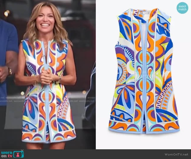 Zara Printed Short Dress worn by Kit Hoover on Access Hollywood
