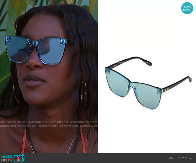 Quay Come Thru Sunglasses worn by Zeta Morrison on Love Island USA