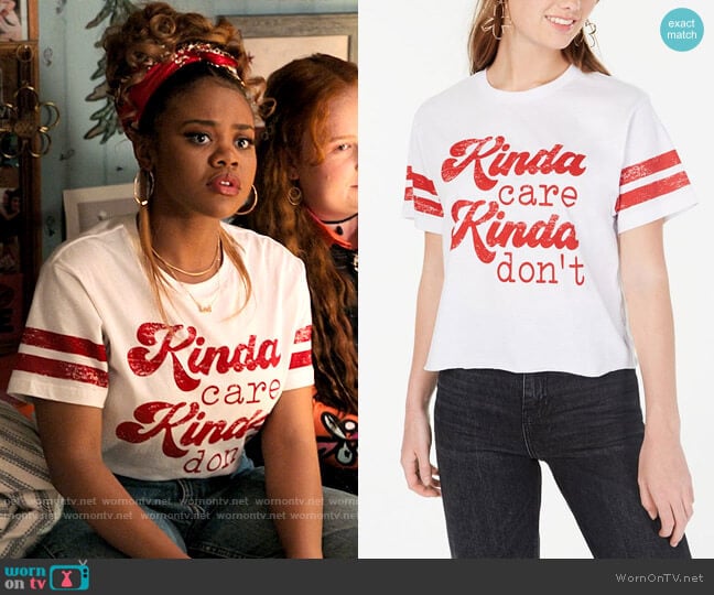 Rebellious One Kinda Care T-Shirt worn by Kourtney (Dara Renee) on High School Musical The Musical The Series