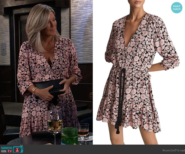 Reiss January Floral Long Sleeve Dress worn by Carly Spencer (Laura Wright) on General Hospital