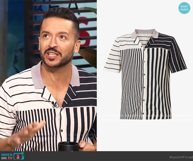 Reiss Orso striped relaxed-fit linen-blend shirt worn by Jai Rodriguez on E! News