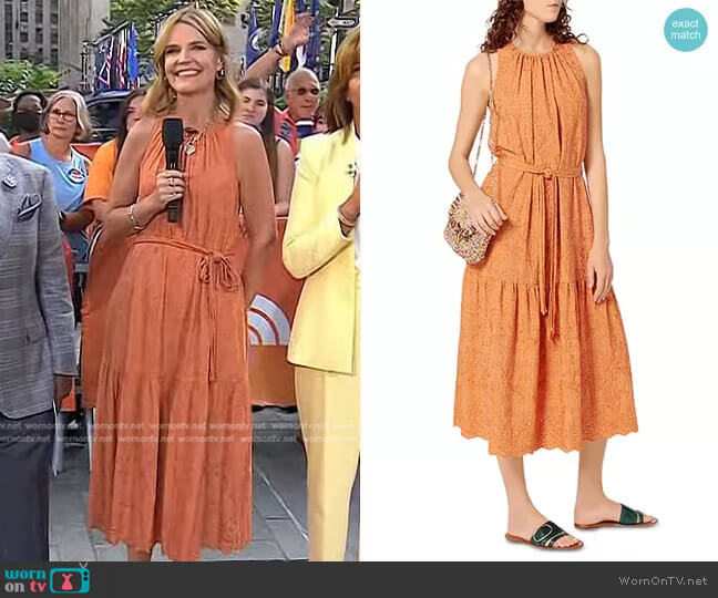 Vanessa Bruno Roema Embroidered Midi Dress worn by Savannah Guthrie on Today