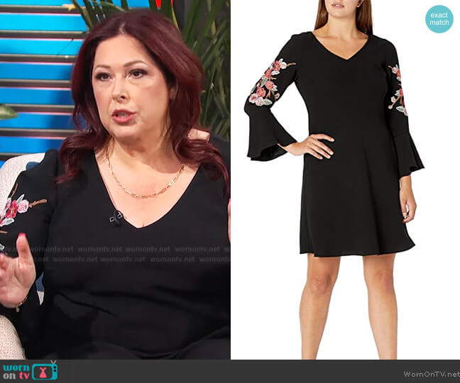 S.L. Fashions V-Neck Embroidered Dress worn by Carnie Wilson on E! News