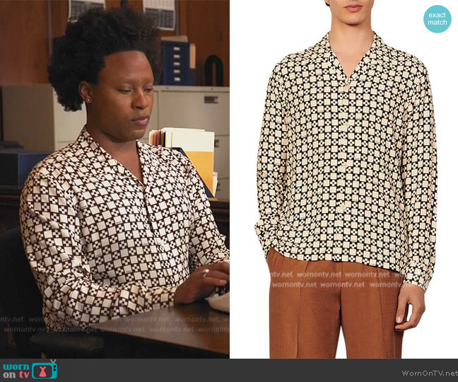 Sandro Cross Check Button-Up Shirt worn by Moses Myers  on All Rise