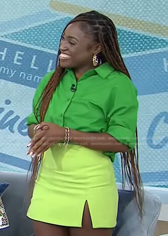 Shenny’s green mini skirt on Today