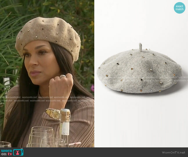 Sheree Elizabeth Hand Sewn Wool Rhinestone Beret worn by Sheree Zampino on The Real Housewives of Beverly Hills