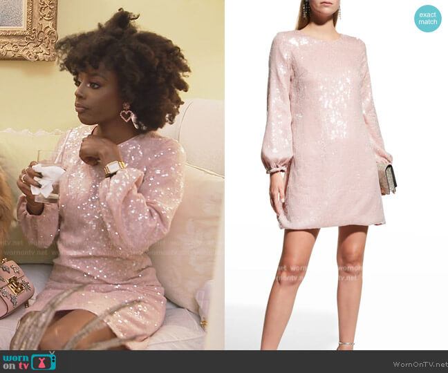 Shoshanna Sequin Jewel-Neck A-Line Dress worn by Venita Aspen on Southern Charm