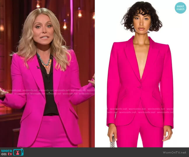 Alexander McQueen Single-Breasted Tailored Blazer Jacket worn by Kelly Ripa on Generation Gap