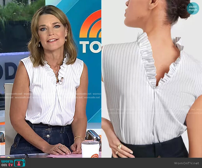 G. Label Skinner Ruffle-Trim Top worn by Savannah Guthrie on Today
