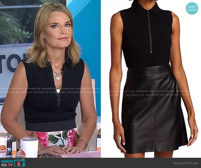 Akris Punto Sleeveless Front Zip Polo Shirt worn by Savannah Guthrie on Today